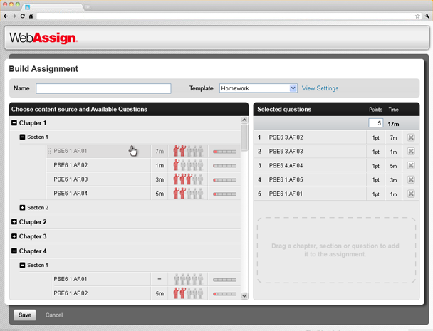Interface for WebAssign to MindTap conversion